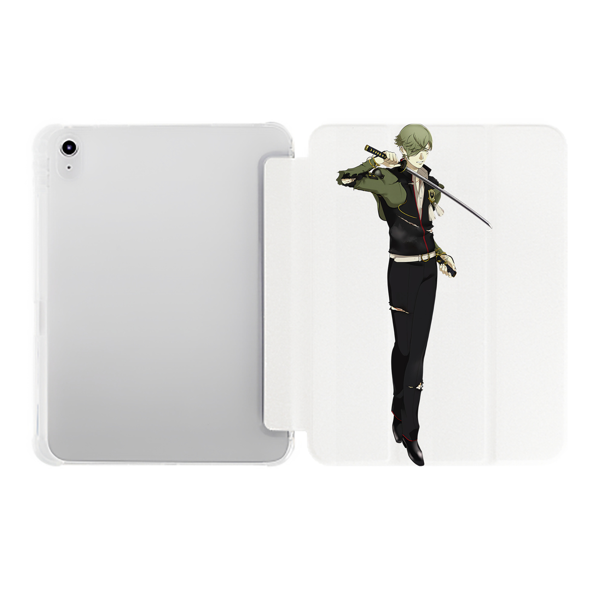 （画像用） 刀剣乱舞 Touken Ranbu IPad ケース ペン収納付き 三つ折りスタンド PUレザー×シリコン 対応機種9.5/10.5/10.9インチ